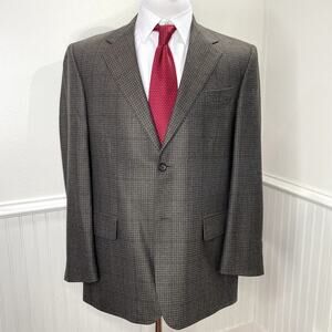 Oscar de la Renta Size 42R Blazer Wool Cashmere Houndstooth Designer Sport Coat